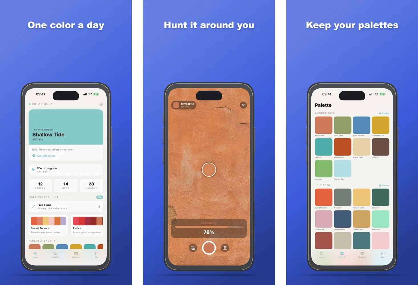 Mockuptop ile yapılmış, her birinde telefonun üstünde başlık olan üç App Store görseli